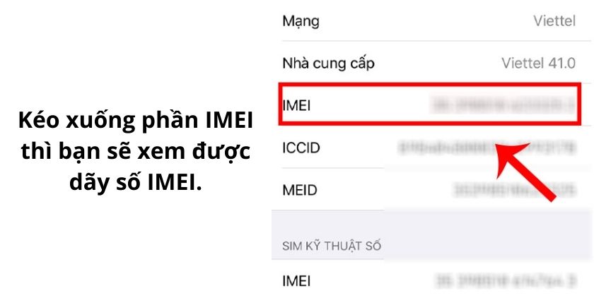 Kiểm tra IMEI thông qua Cài đặt